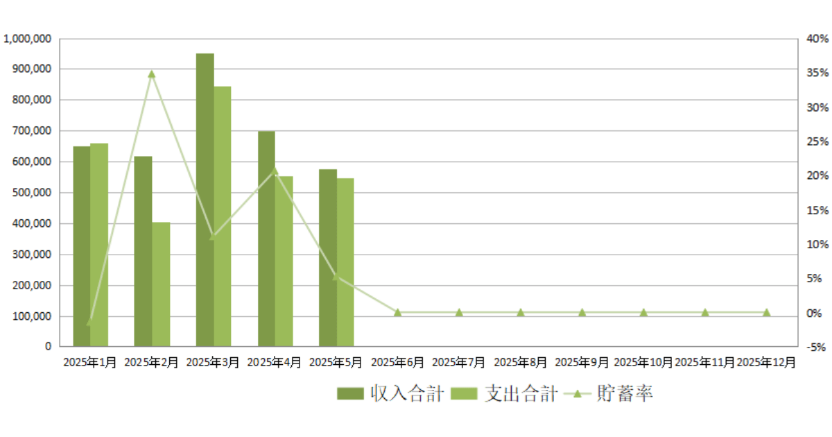2025年5月時点の年間収支表貯蓄率